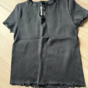 Art Class Black Ruffle Sleeve T-Shirt, Kids Size XL (14)